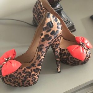 Cheetah high heels woman shoes